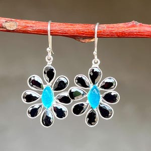 Sparkling Black Spinel Earrings in 925 Sterling Silver - Elegant Gift for Her Black Spinel Silver Earrings - Perfect Gift for Your Bestie