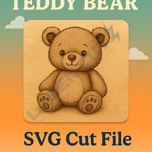 Schattige teddybeer SVG | Lasergraveerbestand voor kinderkamerborden, babycadeaus, kinderkamer | Digitale download