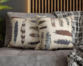 Ink & Feather Signature Pillow Cover, Reversible Feather Cushion, Audubon Inspired Nature Décor, Birding Gift, 18" throw pillow cover