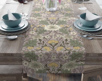 Neutral Peony Floral Table Runner Classic European Elegant Table Decor 16x72 16x90