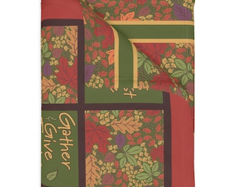 Cozy Fall Throw Blanket Autumn Leaves Modern Botanical Blanket Nature Inspired Fall Home Decor Thanksgiving Hostess Gift Housewarming Idea