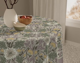 Neutral Peony Floral Table Topper Classic Square Tablecloth Cream Sage Taupe 55 Inch, Sage Green and Taupe