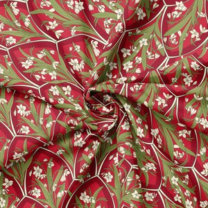 Vintage Floral Square Silk Scarf Red Green Snowdrop Botanical Christmas Gift Idea for Her Romantic Holiday Accessory Winter Garden Style image 11