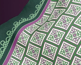 Celtic Tile Silk Scarf Book of Kells Inspired Irish Heritage Hand Drawn Wearable Art Luxury Gift Mulberry Square Silk Scarf Viking Wrap