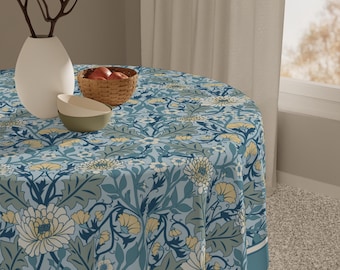 Grand Palais Peony Table Topper Overlay Elegant European Square Tablecloth 55 Inch, blue and green