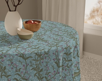 Blue Lavender Sweet Pea Flower Table Topper Soft Floral Square Tablecloth 55 Inch