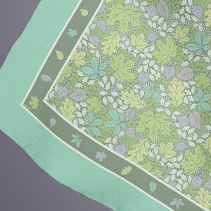Modern Seasonal Leaf Tide Silk Scarf Gift, Winter Spring Summer Square Scarves, Travel Capsule Classic Fashion Bandana Wrap Cover, sage aqua