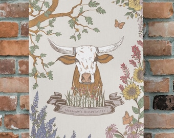 Personalized Texas Tea Towel Set of 2 Custom Kitchen Towels Family Name Housewarming Gift Ranch Kitchen Decor Hostess Gift Longhorn Decor