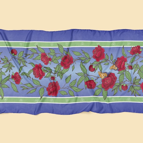 D*在様 apolina peony headscarf picnic chec Peony Solstice Silk