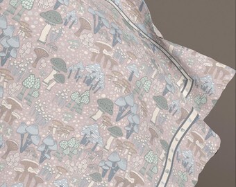 Mushroom Square Silk Scarf – Gray Taupe Neutrals Woodland Square, Playful Nature Wrap, Artful Gift
