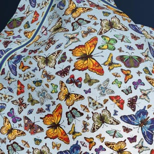 Butterfly Silk Scarf Garden Lover Gift Botanical Art Scarf Nature Inspired Elegant Wearable Art Luxury Gift for Her Romantic Gift image 1