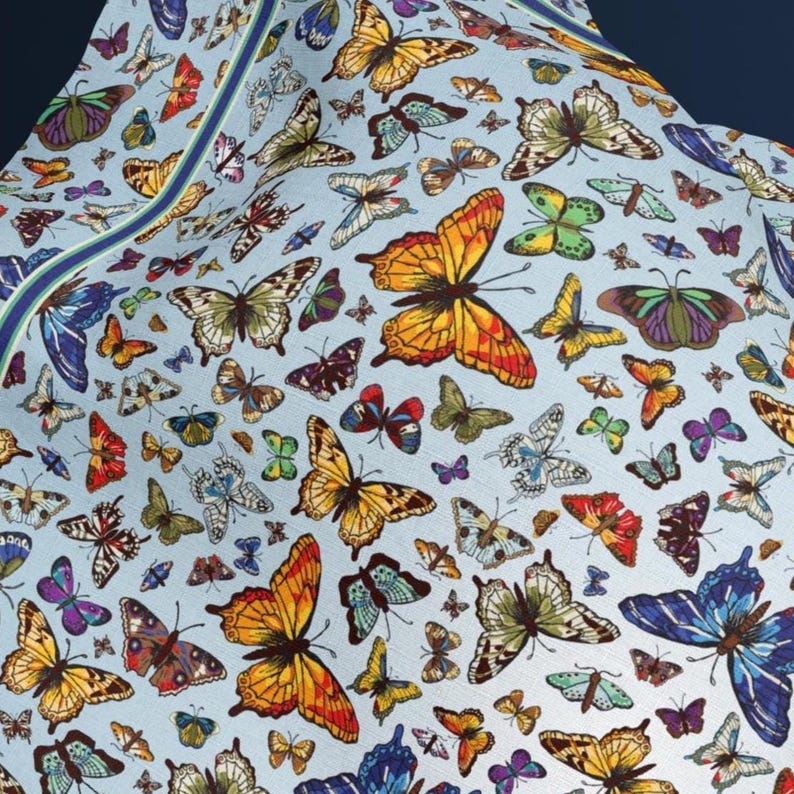 Butterfly Silk Scarf Garden Lover Gift Botanical Art Scarf Nature Inspired Elegant Wearable Art Luxury Gift for Her Romantic Gift image 1