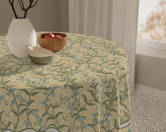 Yellow Blue Sweet Pea Floral Table Topper Spring Overlay Square Tablecloth 55 Inch