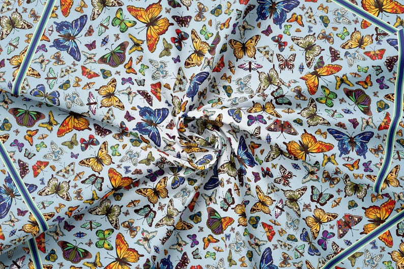 Butterfly Silk Scarf Garden Lover Gift Botanical Art Scarf Nature Inspired Elegant Wearable Art Luxury Gift for Her Romantic Gift image 12