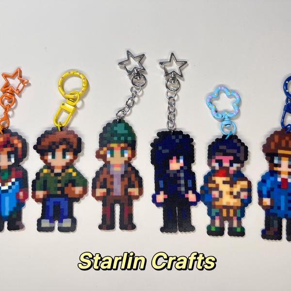 Set portachiavi Stardew Valley Bachelors: perline Perler fatte a mano, pixel art
