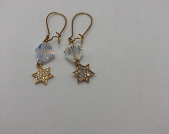 Star of David Earrings with Swarovski Crystals.