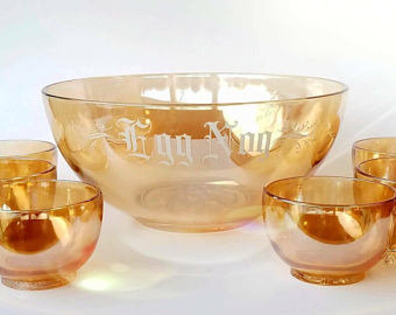 Egg Nog Punch Bowl Set Glass Co Carnival Glass Eggnog Bowl agrohort.ipb.ac.id