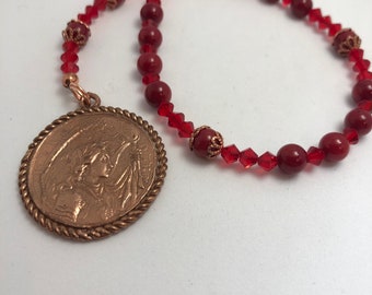 Saint Joan of Arc Chaplet - Copper and Coral