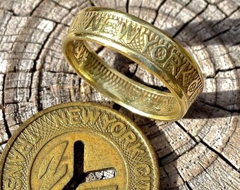 New York City Subway Token Ring SEALED and FREE Resizing--My Rings in the NY Daily News-1/4 Sizes Available