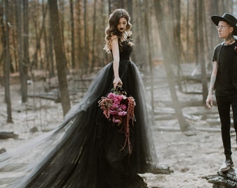 black wedding dress etsy