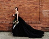 Black Wedding Dress, Tulle Skirt, Gothic, Goth, Colored Wedding Dress, Alternative TWILIGHT, FREE SHIPPING