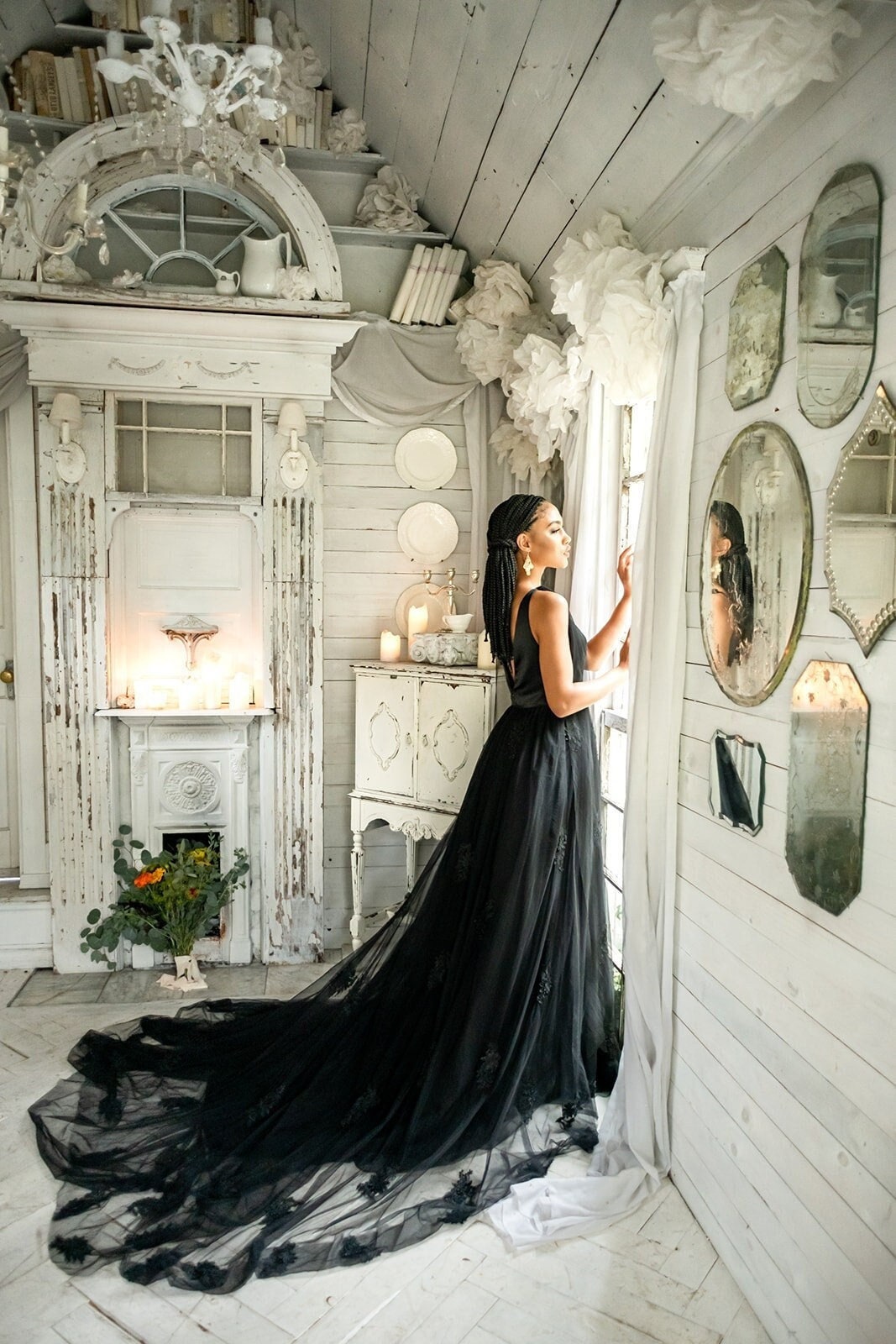 etsy black wedding dress