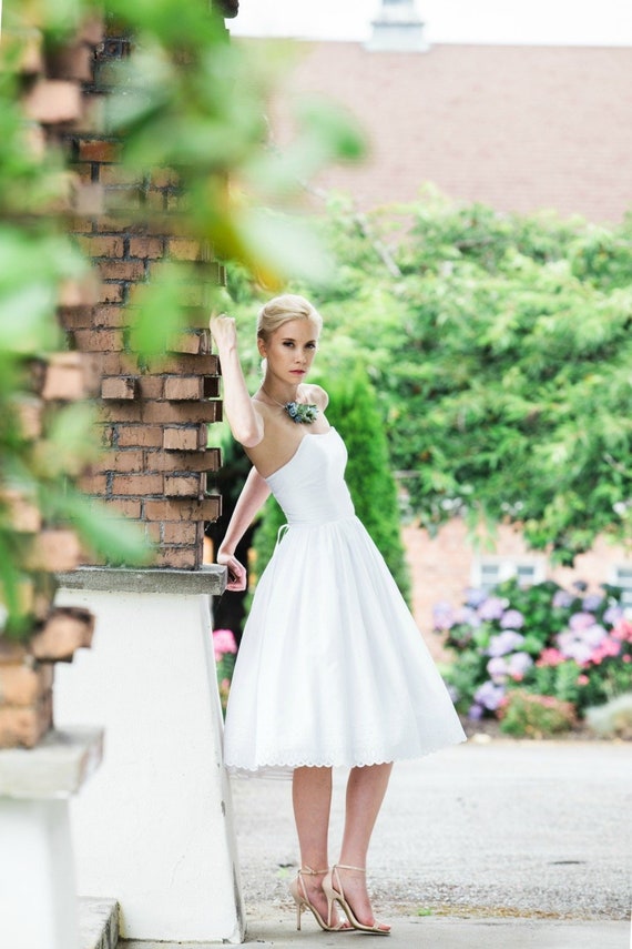 Short Wedding Dress Cotton Eyelet White Julep Tea Length Etsy