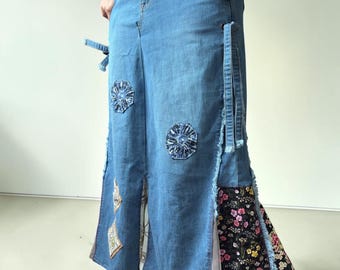 Wear It Before You Have a Plan – Upcycled Denim Patchwork Maxi Skirt, One of a Kind