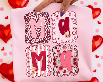 Valentine Mama png, Valentines day png, Coquette Bow Png, Plaid Mama Png, Preppy Valentine Png,  Love XOXO Png, Digital Download