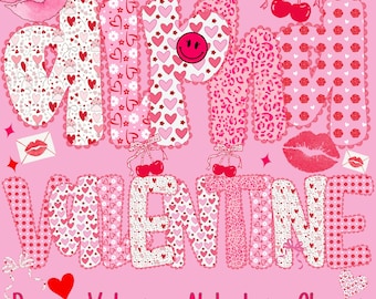 Preppy Valentijnsdag alfabet png, preppy coquette Valentine png, valentijnsstrik png, schattige roze liefde clipart, sublimatie alfabet downloaden
