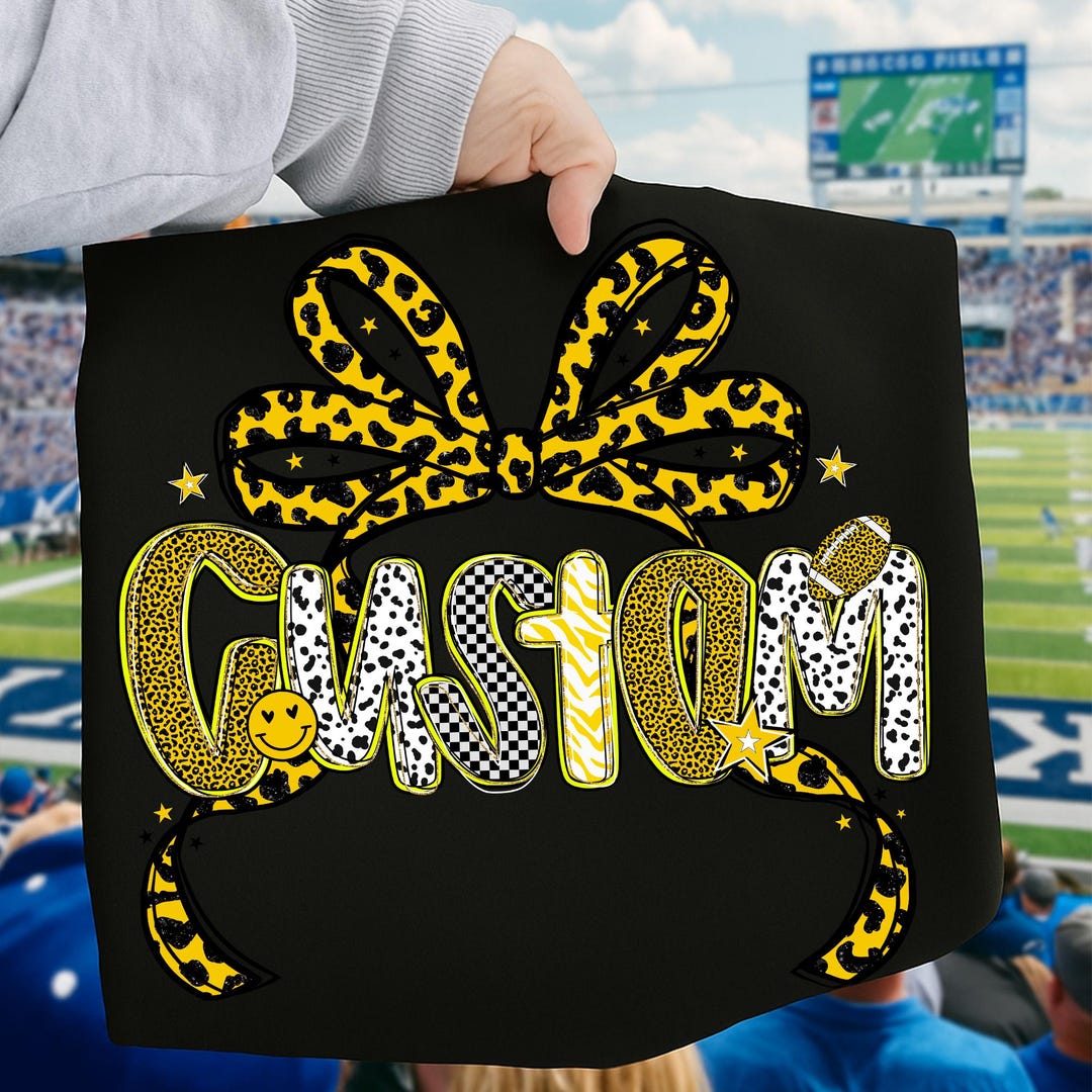 Custom PNG for Shirts – Yellow Preppy Letters With Bow, Leopard ...