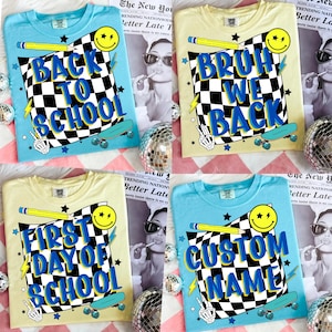 Back to School PNG Bundle, First Day of School Sublimation, Bruh We Back Funny Shirt Design, Cool Checker Skateboard Lightning PNG