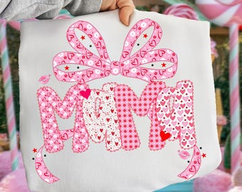 Preppy MAMA PNG, Pink Leopard Heart and Roses, Valentine Mom Design (Digital Download)