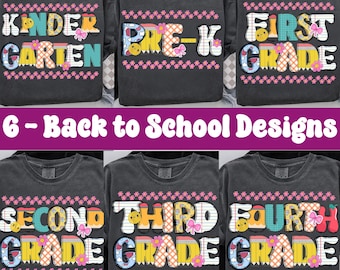 Back to School PNG Bundle, Preppy Teacher & Student Shirt Designs, Retro First Day Sublimation, Pre-K Kindergarten 1st Grade PNG