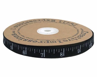 Antique Ruler Twill Black/White 80487 Creative Impressions -4 yards - Also Available By The Spool - See Link Below - 1/2 Inch Wide