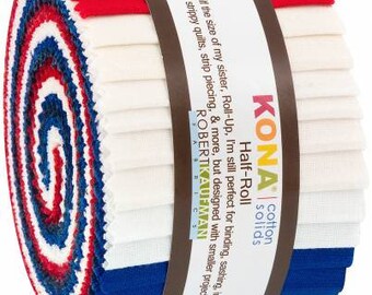 2-1/2in Strips Kona Cotton Patriotic Holiday Palette, 24pcs/bundle  HR-151-24 - Half Roll