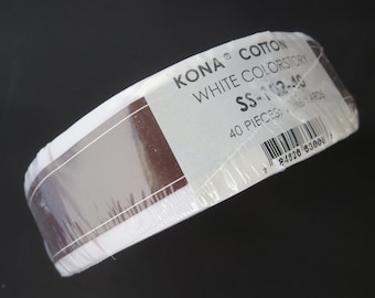 Kona  Skinny Strips/ Roll Up - 1-1/2in Strips Roll Up Kona Cotton SolidsWhite Colorstory - 40pcs - SS- 102-40