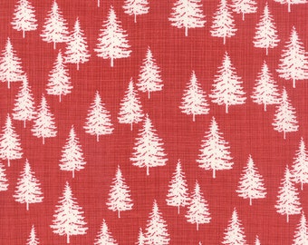 End of Bolt 1.5 Yards - Moda - Winterberry Berry 13143 17 - Christmas Tree Forest Red Yardage