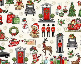 London Fabric TP-2370 -Q - London Revival - London Christmas - This Print Has Been Discontinued !