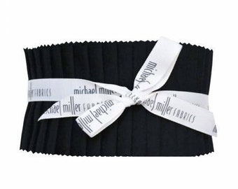 2-1/2in Strips Cotton Couture Bright Black, 40pcs/bundle # ROLL-0251