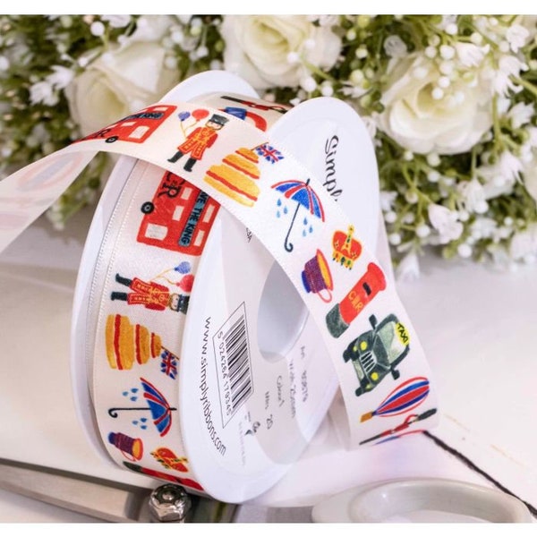 London Icons Ribbon - 25mm - Sold by the yard
