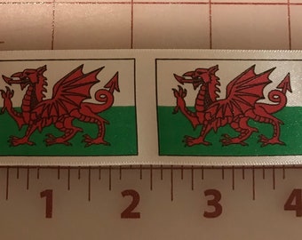 Welsh Flag Novelty Themed Ribbon 1 3/8 Inch Wide Polyester