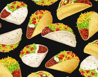 Black Tacos Allover Timeless Treasure -  C6957-BLK - I Spy Quilt Fabric - Taco Tuesday