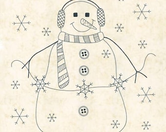 Snowman Gather IV Panel Snow 49258 11 : Primitive Gatherings - For Moda Snowman - Snow