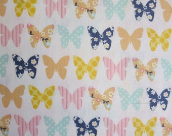 End of Bolt 2 Yards -  Beautiful Thing by Zoe Pearn for Riley Blake Cream Butterfly - C3981