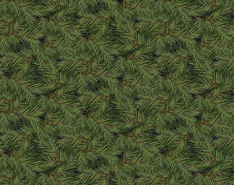 End of Bolt 3/4 Yard - Christmas Memories Pine Branches Dark Green by Riley Blake Designs - C8697 - Black