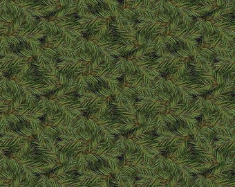 Christmas Memories Pine Branches Dark Green by Riley Blake Designs - C8697 - Black