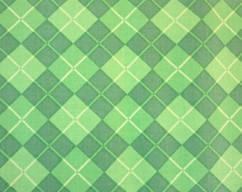 End of Bolt Exactly 1 1/ 2 yards - Henry Glass -   Lucky Me! by Shelly Comiskey of Simply Shelly Designs - 6851-66  Argyle-Green