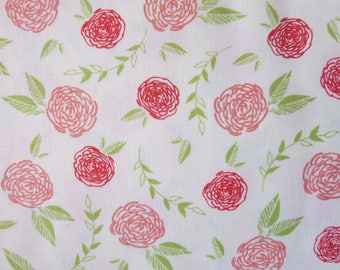 Creekside Coral on Ivory Roses - 37531-12 Sherri & Chelsi for Moda Fabrics - End of Bolt 2 Yards