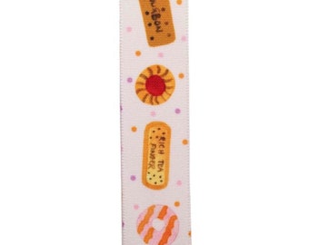 Tea Time Ribbon - Biscuit Print Ribbon - Polyester Ribbon